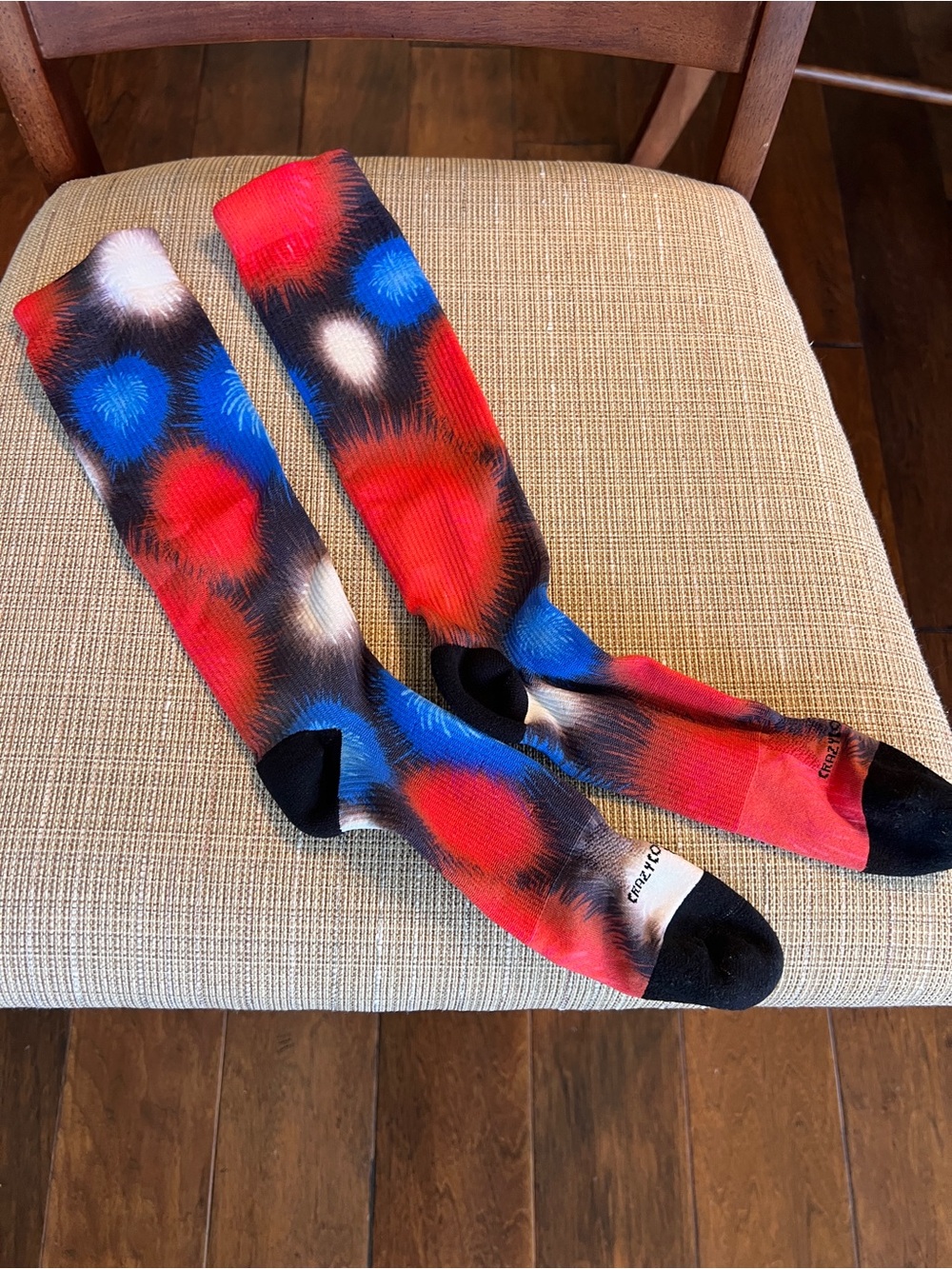 Crazy compression socks. Red white and blue